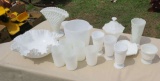 mixed pieces of milk glass