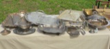 mixed silver plate serving ware