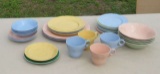 set of pastel dishes