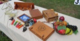 wood boxes, Pez dispensers, picture display holder