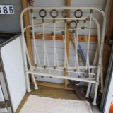 vintage single metal bed head board, foot board and rails