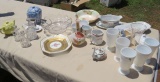 cruets, bowls, compote, milk glass, fine china