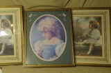 set of 3 framed prints of children  15 x 20