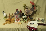 collection of 15 ceramic  chicken and roosters
