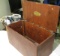 antique mahogany tool box made by Pembroke Huckins Fine Boats of Jacksonville with brass hinges and