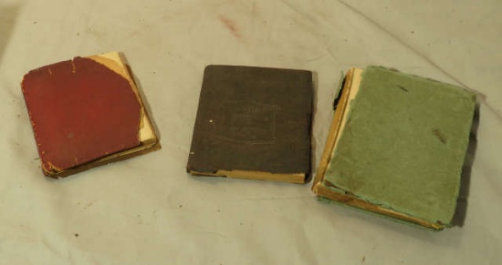 collection of 3 antique mini books, (1) Johnson's dictionary of the English Language 3 1/2" x 5" bin