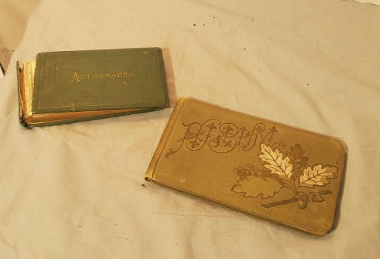 pair of autograph books late 1800's to early 1900's fair condition one binding separating