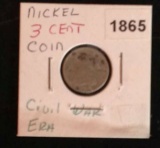 1865   3 cent coin  Civil War Era