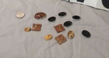 group of 12 polished agates and layered cabochon cut and thin square cut