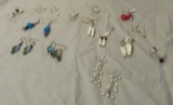 group of 14 pair custom designer sterling silver earrings