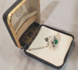 Sterling tie tack by Award Collection turtle design with emerald stone.  Appears to be new with the