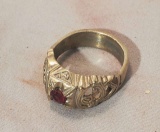 Men's Masonic ring with ruby stone