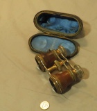 vintage leather covered opera glasses in small case