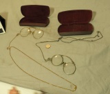 antique framed spectacles (1) gold framed (1) silver framed