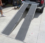 pair 8' aluminum folding ramps for loading golf carts and lawn mowers on to pickup truck