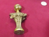 antique brass wax stamp Victorian lady figure script  