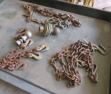 trailer safety chains and two trailer hitch balls