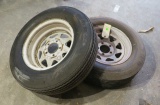 used trailer 5 lug  tire and wheels St205/75D14