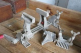 vintage cast aluminum table top bench vise with attachments