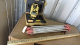 Topcon model DT200 digital theodolite transit with tripod and rod and prism rod