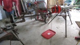 Ridgid pipe threading mule motor with 2 Ridgid pipe stands and a Ridgid model 141/NPT -HS 2 1/2