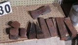 body repair tools and 8 wedges, vintage axe head