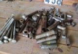 assorted sockets, plumbing sockets, long bolts