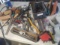 mixed hardware and tools, shelf brackets tools, tap handles, knives, chuck key lubrication gun drill