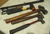 assorted hammers, pull bar