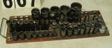 tray of US made sockets mostly impact by Snap-on, , Mac, Matco, SK, Craftsman