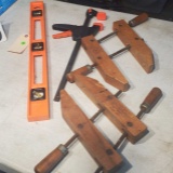 pair Jorgeson wood working clamps, (1) quick clamp, level