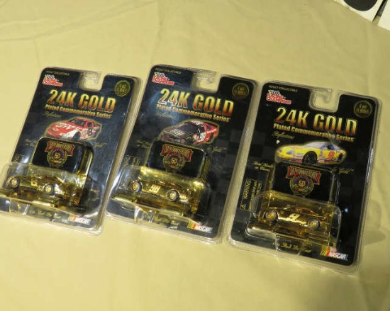 Racing Champions . 24K Gold 1:64 Scale 50th Anniversary . #90, #8, #9 NASCAR cars in original bliste