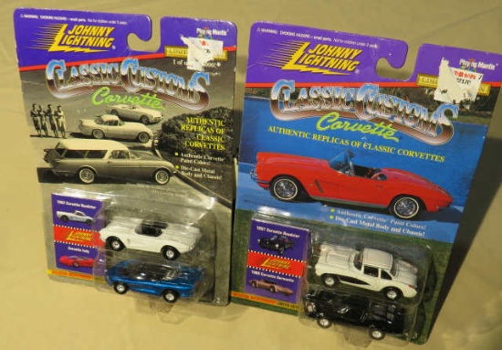 Johnny Lightning corvette 1/64 scale die cast replicas - 1957 Roadster, 1980 Aerovette, 1962 Roadste