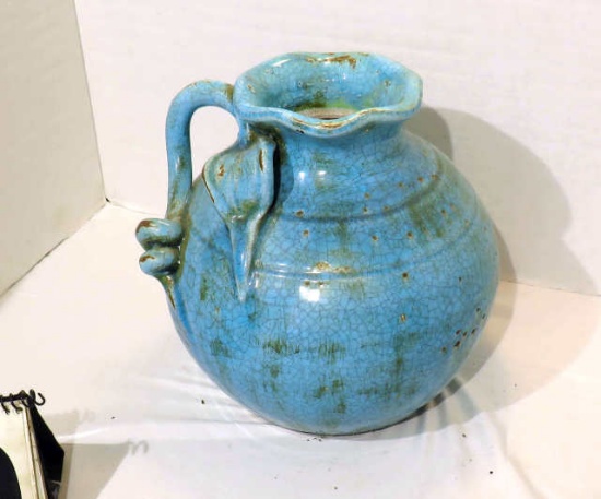 Heavy Ceramic Pottery Vase, 9"dia x10"h