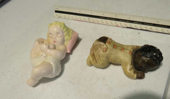 sleeping babies 4" long (1) ceramic (1) chalk