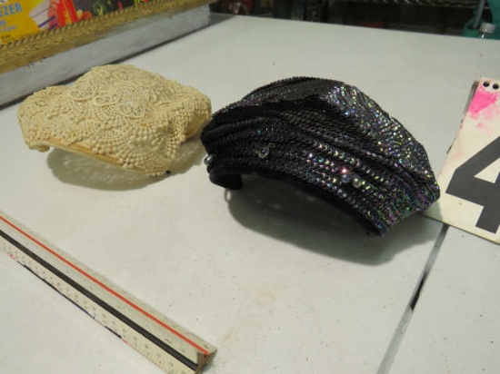 ladies vint age hats (1) embroidered, (1) sequined