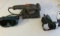 pad sander and pair safety goggles, pair welding goggles