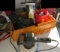 Black and Decker polisher, tool bag, can zip ties, mixed fasteners and plastic tote