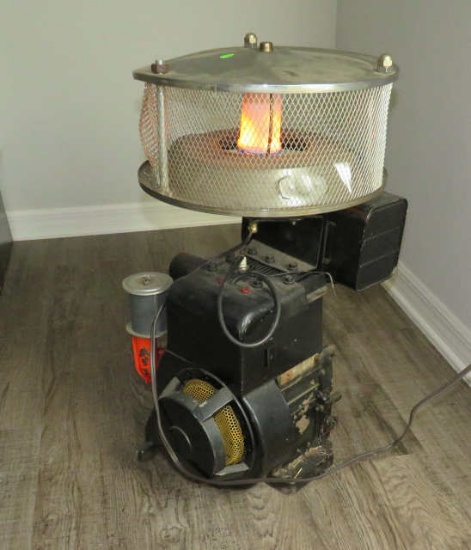 table lamp made from 8hp Briggs & Stratton tiller engine converted to flame type lamp with chrome 57