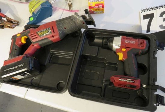 Chicago Electric 18V reciprocating saw and 1/2" impact wrench with battery and charger