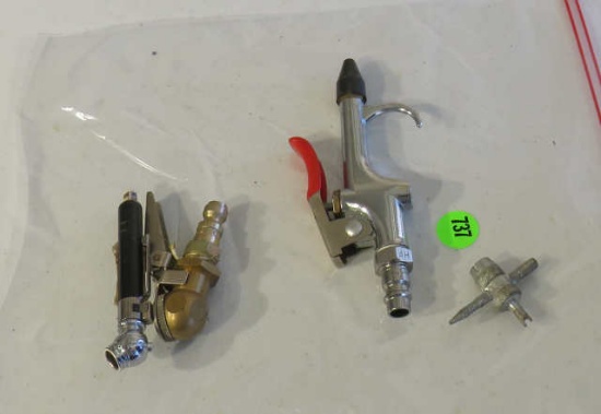 group of air chucks and a valve stem remover tool