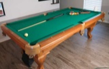 American Heritage Billiards pool table with slate bed good felt oak finish 98