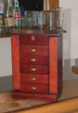 mahogany finished jewelry cabinet 0