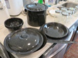 12 piece set of porcelain camping dishes and pans