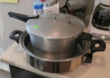 Carrico stainless multi cooker (no power cord) and Presto 6 qt model 11603A pressure cooker canner (