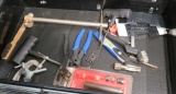 mixed tools including seal installer, lavatory fixture wrench, e ring plyers, tire repair plugging t