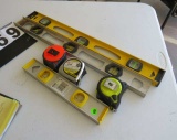 Stanley levels, and measuring tapes