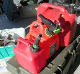 plastic gas cans 5 gal, 2 gal, 1 gal