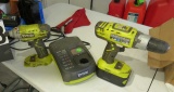 Ryobi 18v drill, impact wrench, charger and one battery