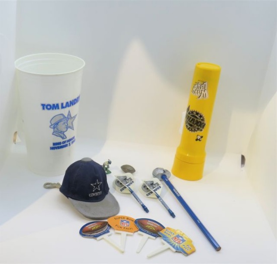 Dallas Cowboys assortment,  Stadium cup, swival stick, 2 darts, helmet penc